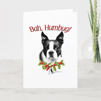 Boston Terrier Bah Humbug Holiday Card