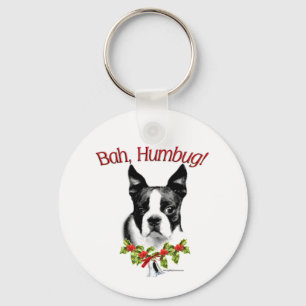 Boston Terrier Bah Humbug Keychain