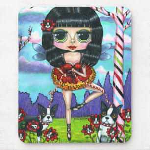 Boston Terrier Ballet Ballerina Fairy Big Eyes Mouse Pad