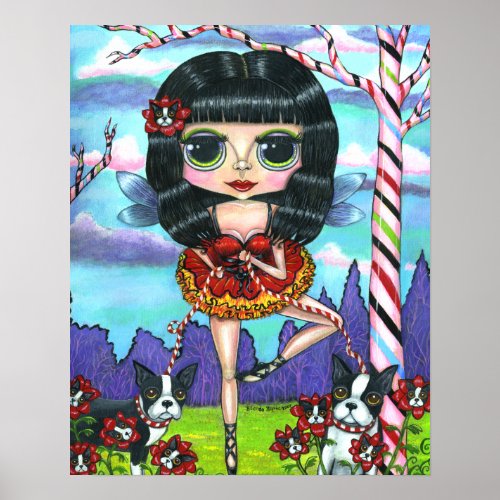 Boston Terrier Ballet Ballerina Fairy Big Eyes Poster