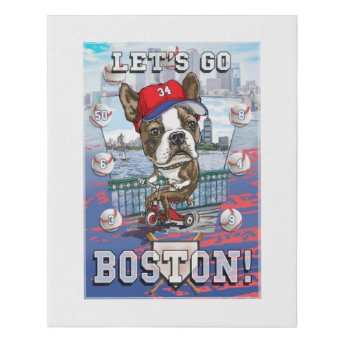 Boston Terrier Baseball Hat Red Tricycle Faux Canvas Print