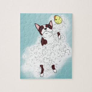 Boston Terrier Bath Jigsaw Puzzle