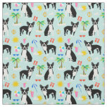 Boston Terrier Beach Fabric - summer dog fabric