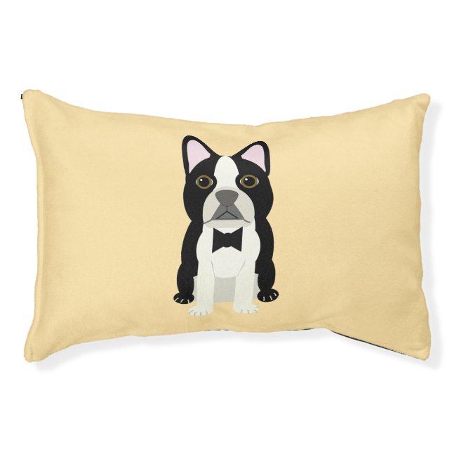 Boston Terrier beige Pet Bed (Front)