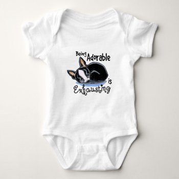 Boston Terrier Being Adorable Baby Bodysuit by offleashart at Zazzle