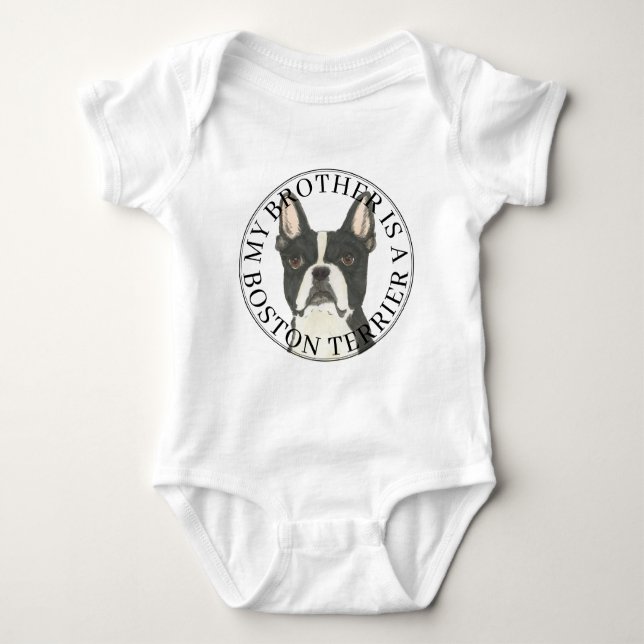 Boston Terrier Big Brother Baby Bodysuit (Front)