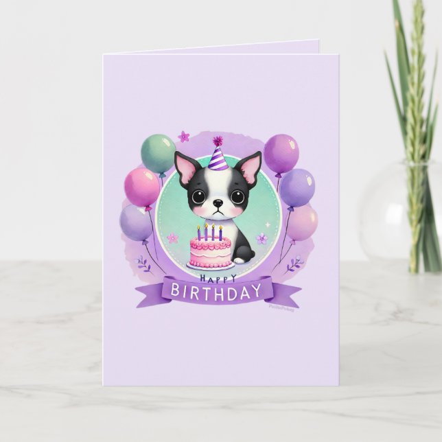 Boston Terrier Birthday Card (Front)