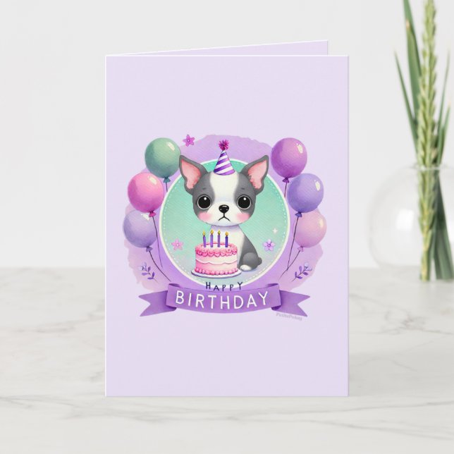 Boston Terrier Birthday Card (Front)
