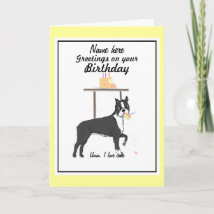Boston Terrier Birthday card Add name