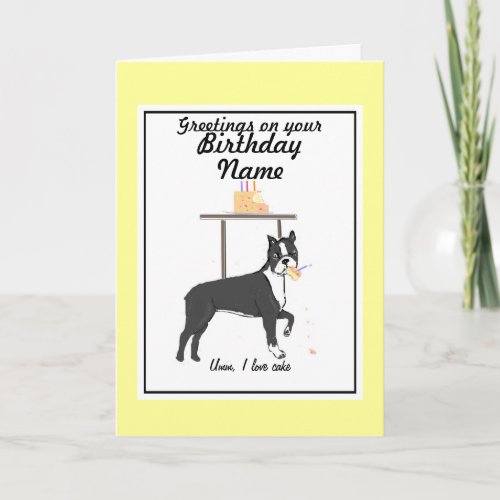 Boston Terrier Birthday card Ann name front