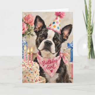 Boston Terrier Birthday Girl Card