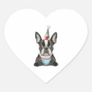 Boston Terrier Birthday Hat Classic T-Shirt Heart Sticker