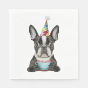 Boston Terrier Birthday Hat Classic T-Shirt Napkins