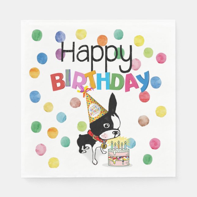 boston terrier birthday napkins Mirabelle (Front)