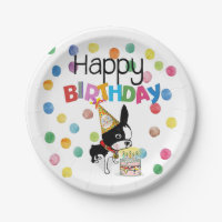 Boston terrier birthday paper plate Mirabelle