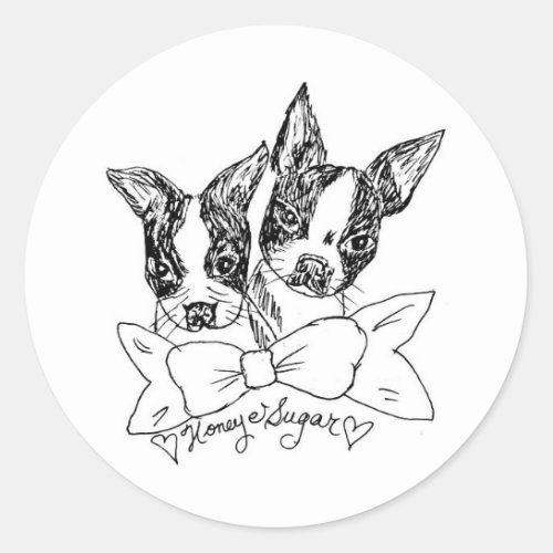 Boston terrier black and white drawing sticker