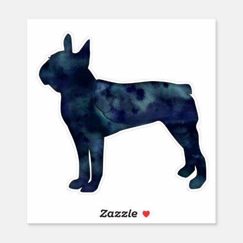 Boston Terrier Black Watercolor Silhouette Sticker