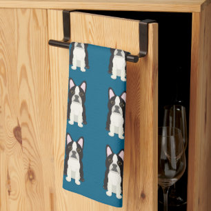 Boston Terrier blue Kitchen Towel