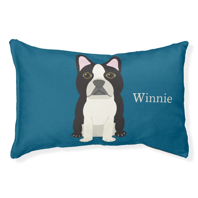 Boston Terrier blue Pet Bed (Front)