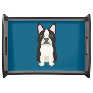 Boston Terrier blue Serving Tray