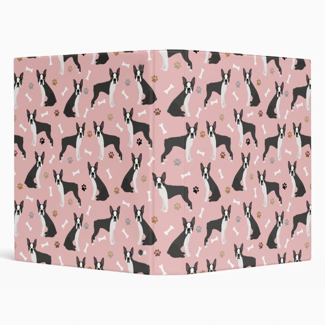 Boston Terrier Bones and Paws 3 Ring Binder (Background)