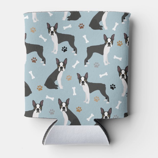 Boston Terrier Bones and Paws Can Cooler (Front)