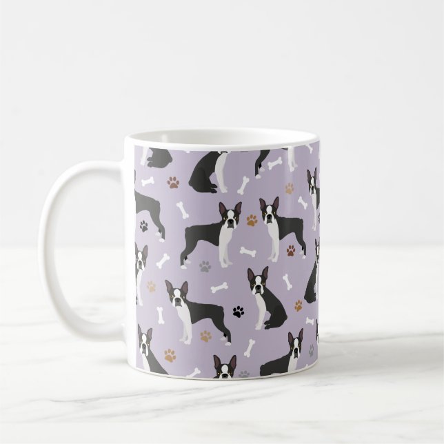 Boston Terrier Bones and Paws Coffee Mug (Left)