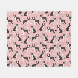 Boston Terrier Bones and Paws Fleece Blanket