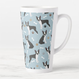 Boston Terrier Bones and Paws Latte Mug