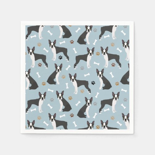 Boston Terrier Bones and Paws Napkins