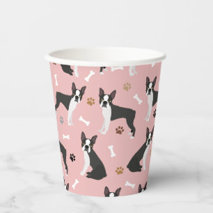 Boston Terrier Bones and Paws Paper Cups