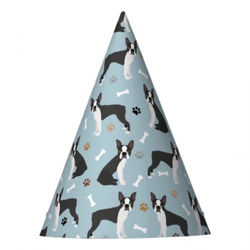 Boston Terrier Bones and Paws Party Hat