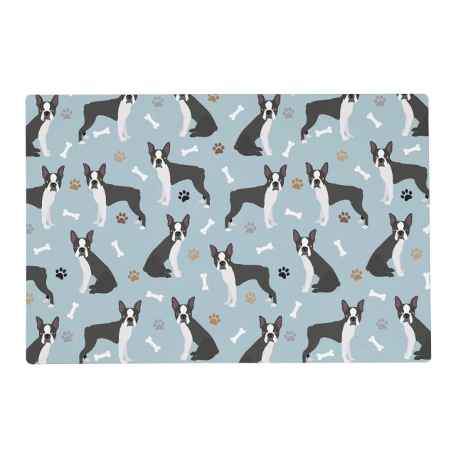 Boston Terrier Bones and Paws Placemat (Front)