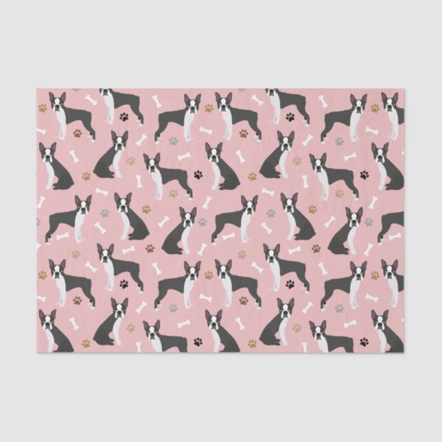 Boston Terrier Bones and Paws Tissue Paper (Front)