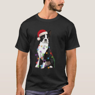 Boston Terrier Bostie Christmas Lights Xmas Dog Lo T-Shirt