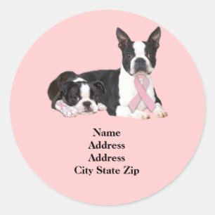 Boston Terrier Breast Cancer Address Label