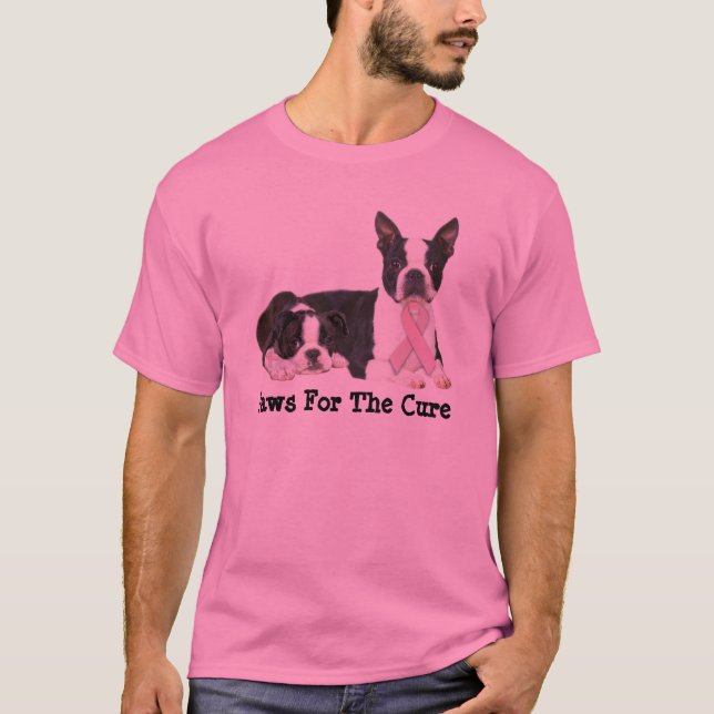 Boston Terrier Breast Cancer Unisex T-Shirt (Front)