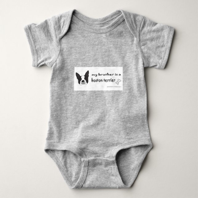 boston terrier brother baby bodysuit (Front)