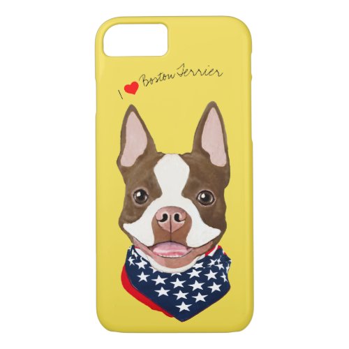 Boston Terrier Brown Illustrated Cell Phone Case