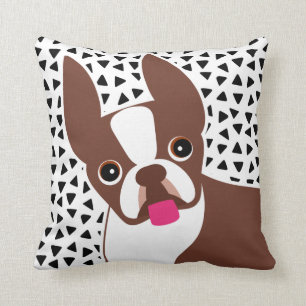 Boston Terrier Brown or Red Coated Dog Throw Pillow