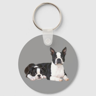 Boston Terrier Buddies Keychain
