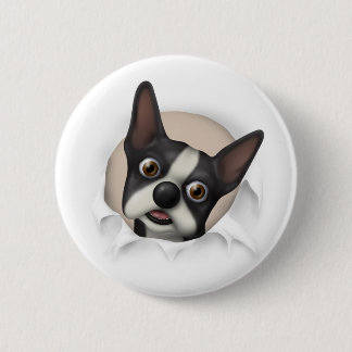 Boston Terrier Busting Out Button