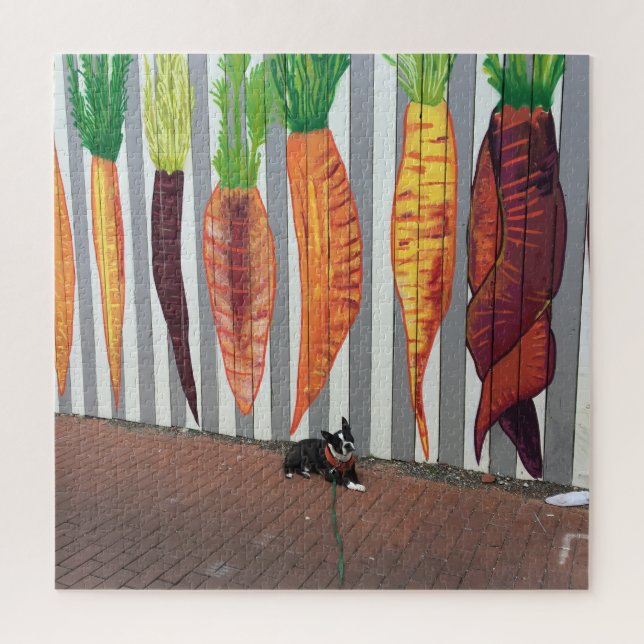 Boston Terrier & Calico Carrots Jigsaw Puzzle (Vertical)