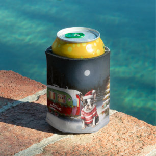 Boston Terrier Caravan Christmas Adventure  Can Cooler
