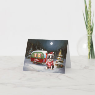 Boston Terrier Caravan Christmas Adventure  Card