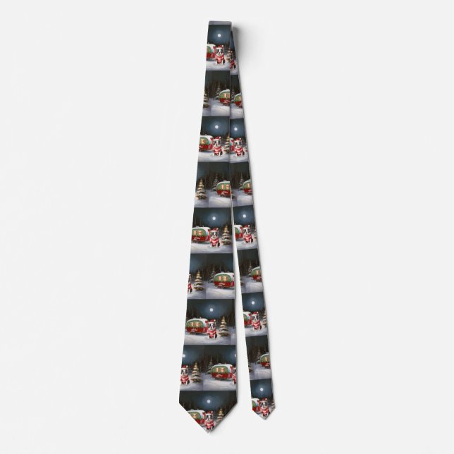 Boston Terrier Caravan Christmas Adventure  Neck Tie (Front)