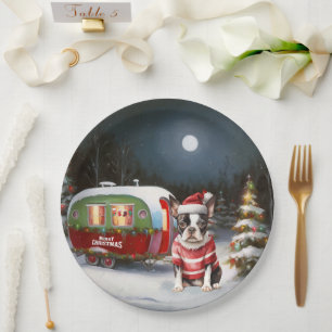 Boston Terrier Caravan Christmas Adventure  Paper Plates