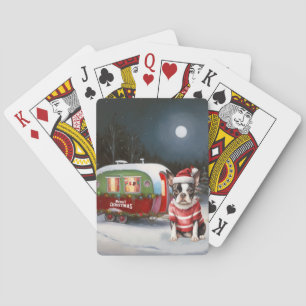 Boston Terrier Caravan Christmas Adventure Poker Cards