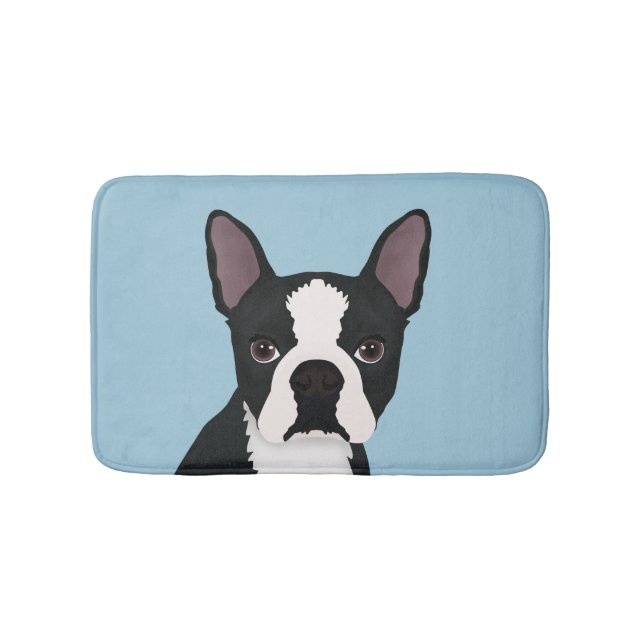 boston terrier cartoon bathroom mat (Front)