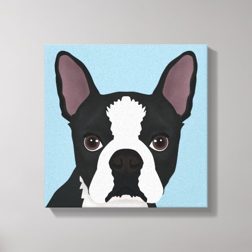 boston terrier cartoon canvas print